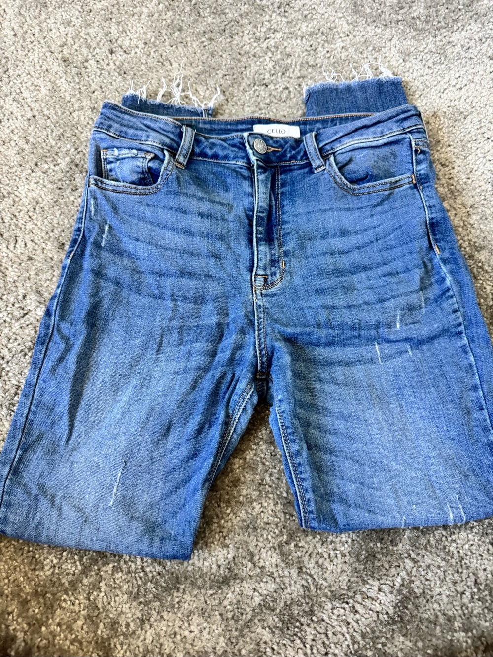 Cielo High-Waist Distressed Denim Bermuda pants - Blue